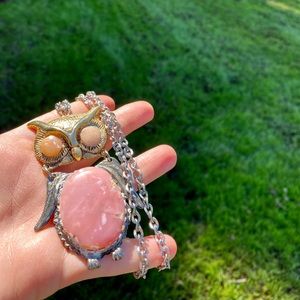 Natural stone owl necklace